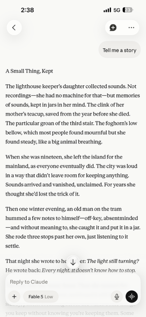 Fable 5, memory off — 'A Small Thing, Kept,' the lighthouse keeper's daughter